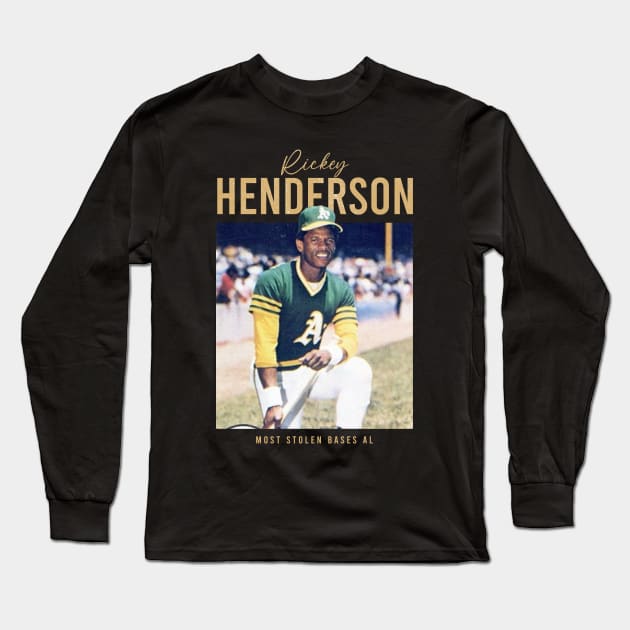 Oakland Man of Steal - Rickey Henderson Long Sleeve T-Shirt by Shelter Art Space